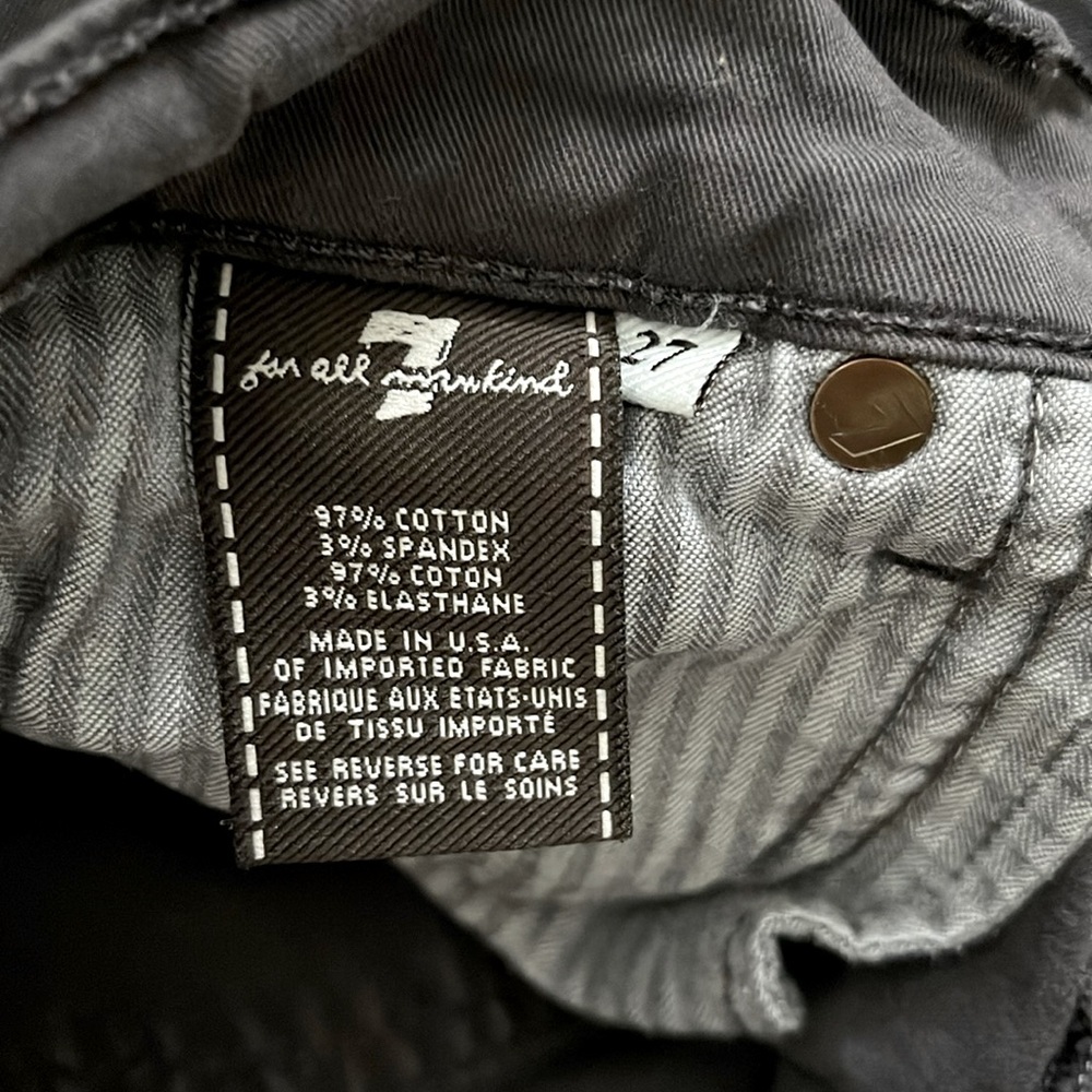 7 for All Mankind Zipper Pants Cropped Skinny Gray Women Size 27 - Picture 7 of 8
